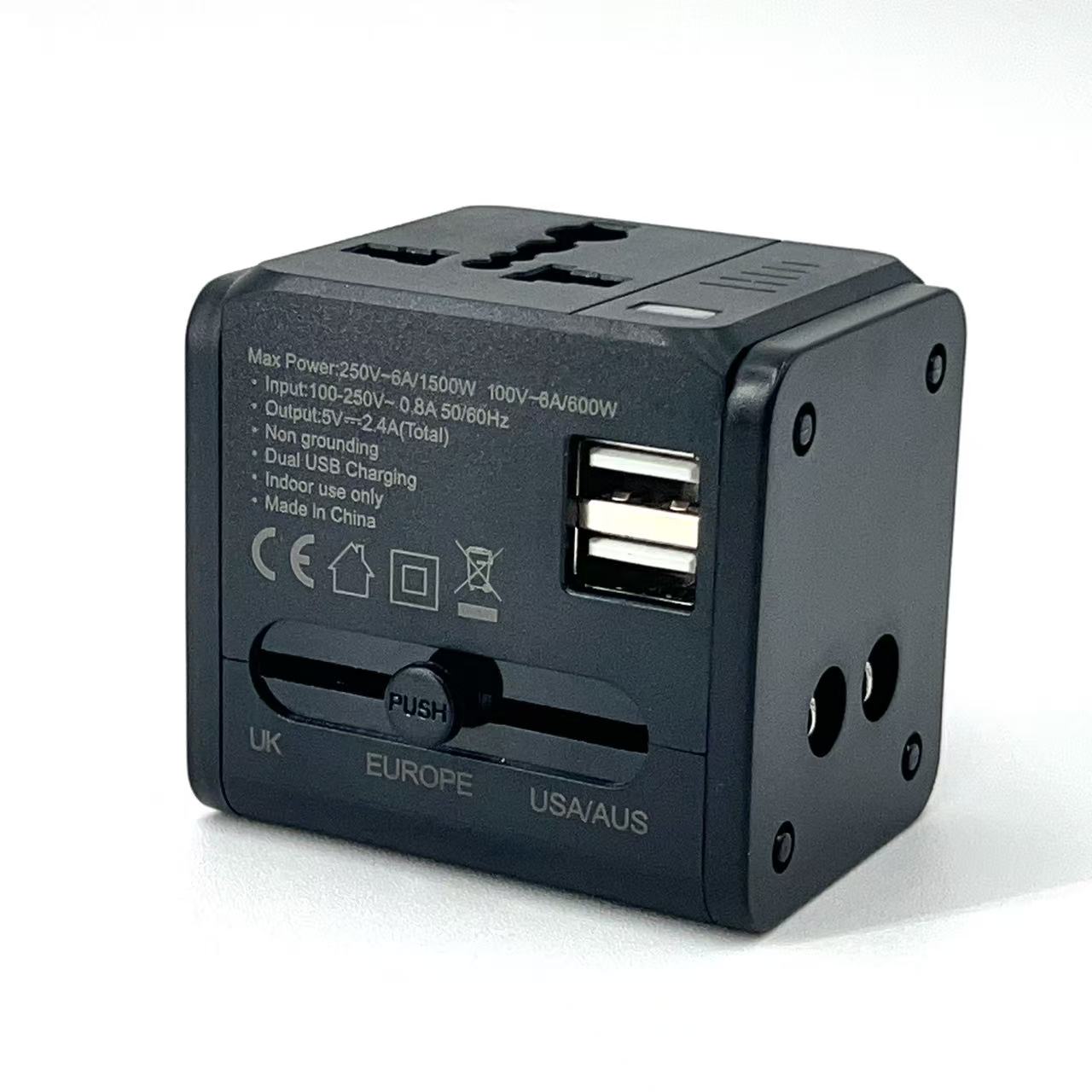 Adapter podróżny z 2x USB | Uniwersalna wtyczka 150 krajów 5V 2.4A