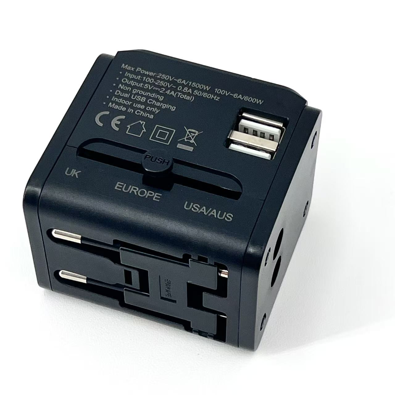 Adapter podróżny z 2x USB | Uniwersalna wtyczka 150 krajów 5V 2.4A