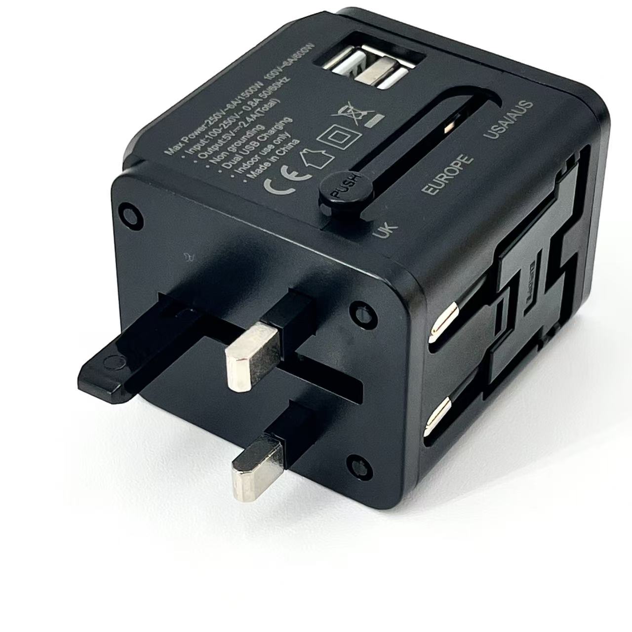 Adapter podróżny z 2x USB | Uniwersalna wtyczka 150 krajów 5V 2.4A