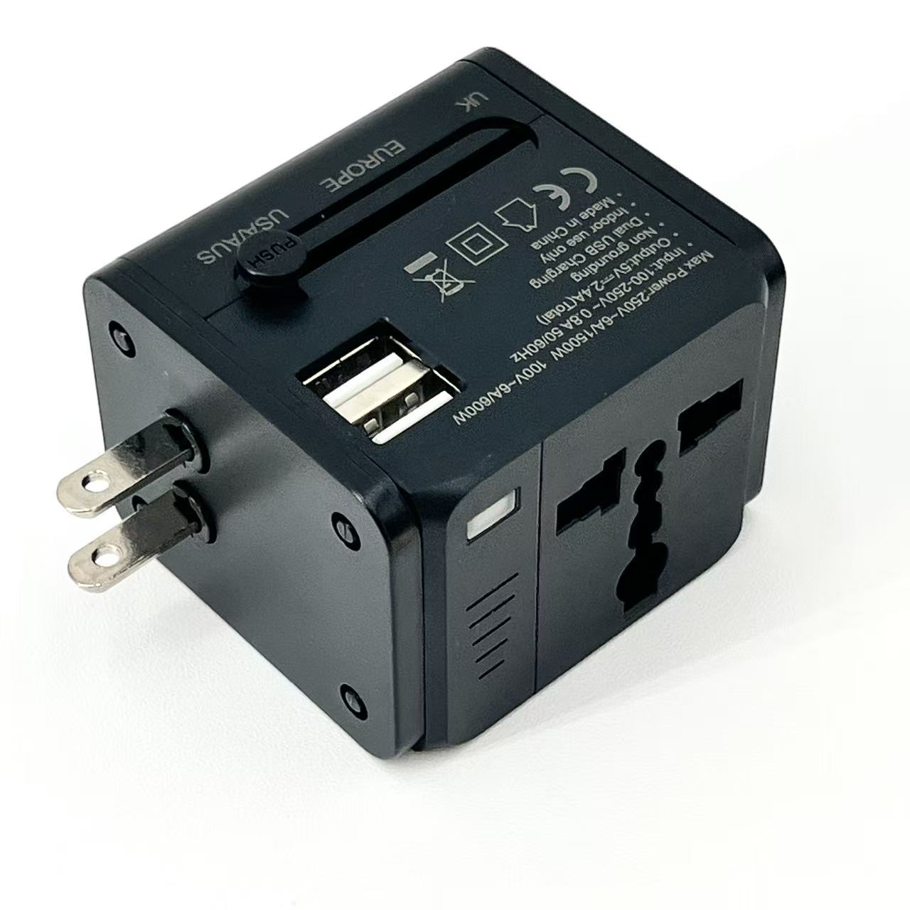 Adapter podróżny z 2x USB | Uniwersalna wtyczka 150 krajów 5V 2.4A