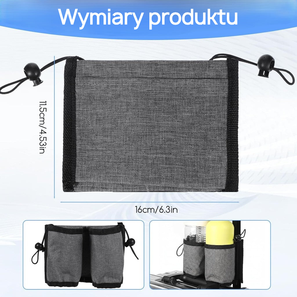 Uchwyt na kubek do walizki organizer podróżny kieszeń na telefon paszport
