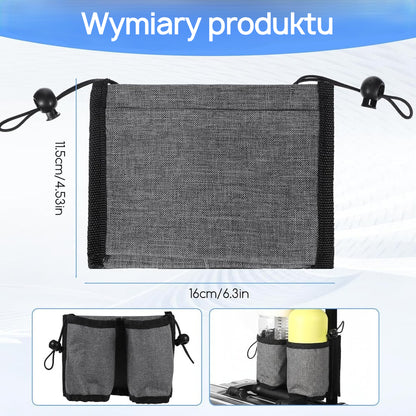 Uchwyt na kubek do walizki organizer podróżny kieszeń na telefon paszport