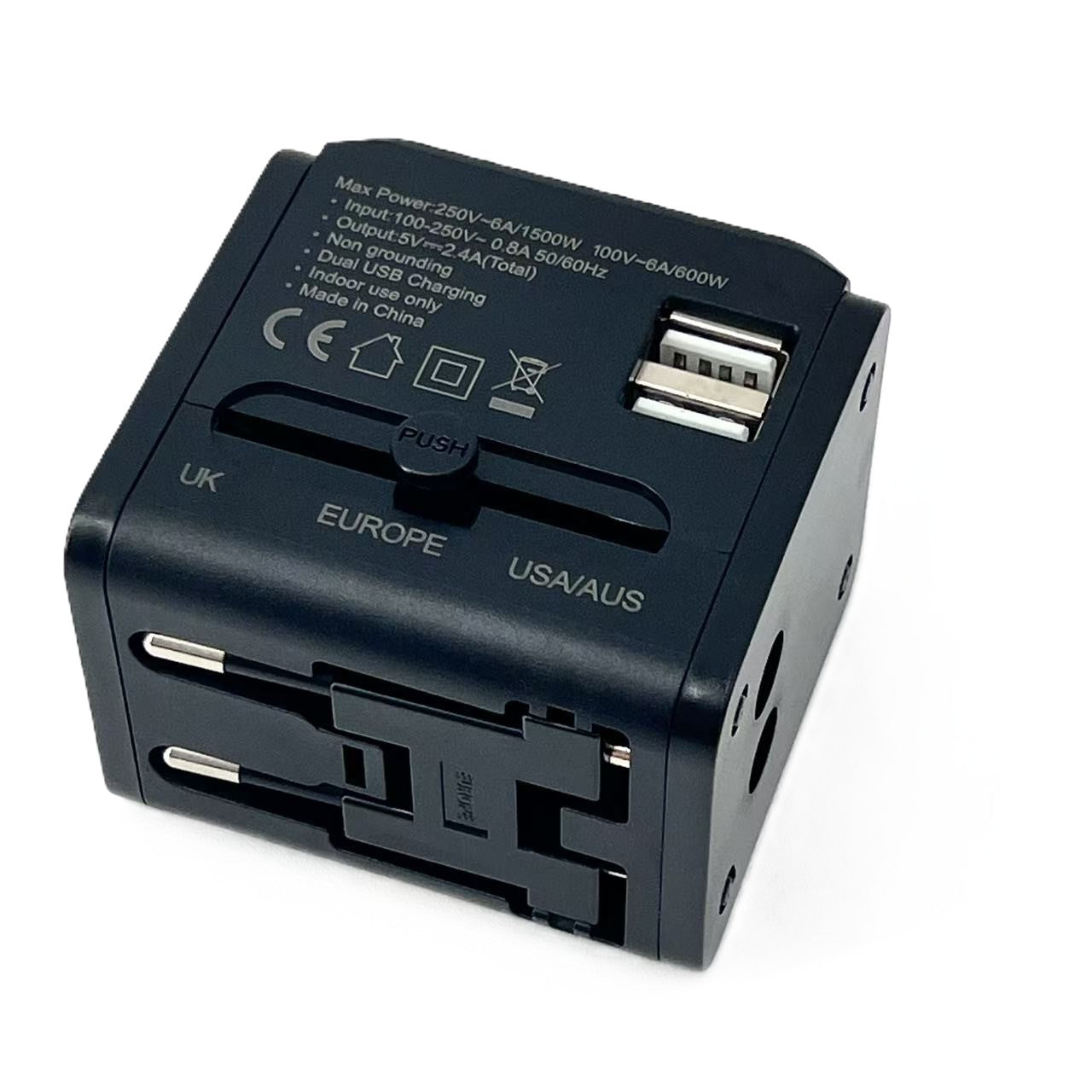 Adapter podróżny z 2x USB | Uniwersalna wtyczka 150 krajów 5V 2.4A