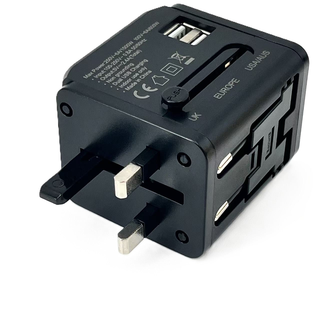 Adapter podróżny z 2x USB | Uniwersalna wtyczka 150 krajów 5V 2.4A