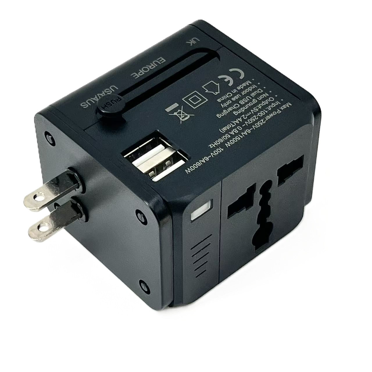 Adapter podróżny z 2x USB | Uniwersalna wtyczka 150 krajów 5V 2.4A