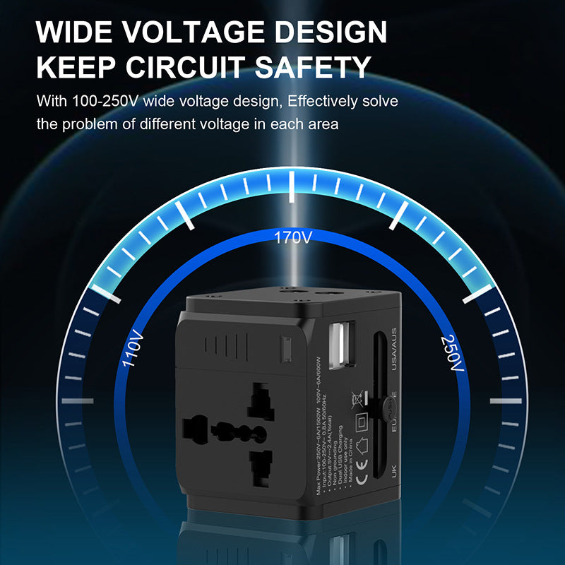 Adapter podróżny z 2x USB | Uniwersalna wtyczka 150 krajów 5V 2.4A