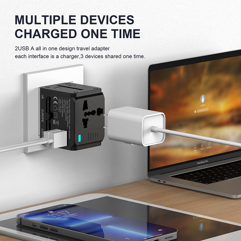 Adapter podróżny z 2x USB | Uniwersalna wtyczka 150 krajów 5V 2.4A