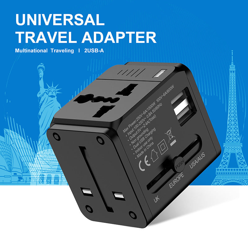 Adapter podróżny z 2x USB | Uniwersalna wtyczka 150 krajów 5V 2.4A