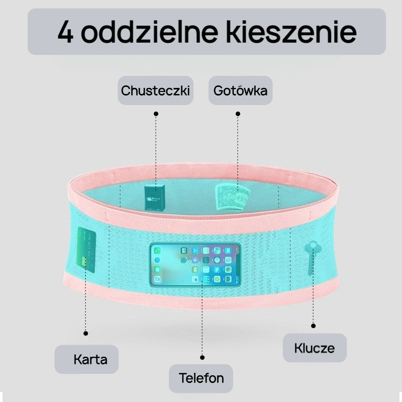 Pas podróżny antykradzieżowy saszetka na telefon dokumenty pas do biegania